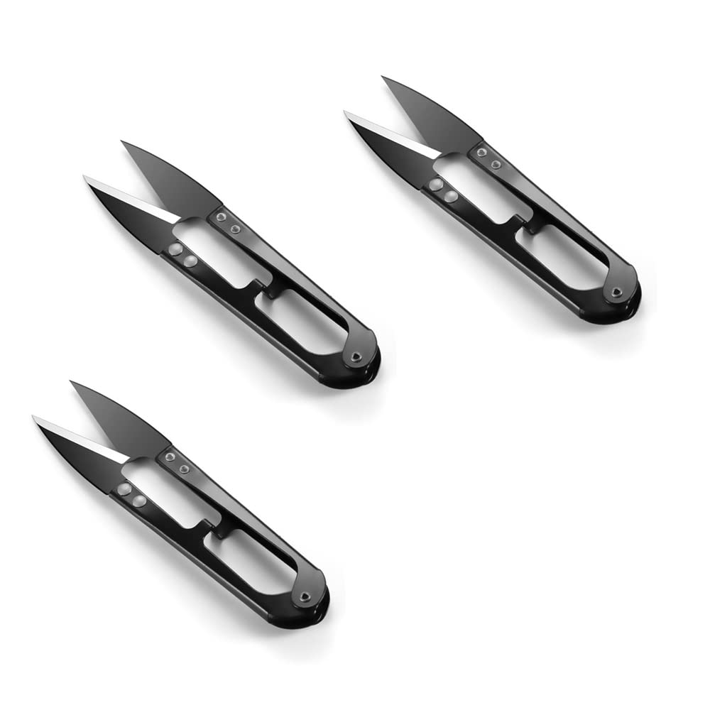 JINJIAN Thread Snips, 3PCS Yarn Sewing Scissors U-Shaped Cross Stitch Cutter for Embroidery, Fabric Cutting, Fishing, Crafting(Colour Random)