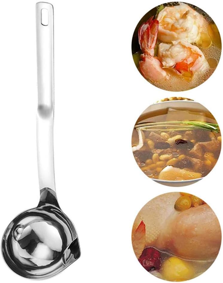 Oil Separating Spoon, Stainless Steel Cooking Spoon Long Handle Oil