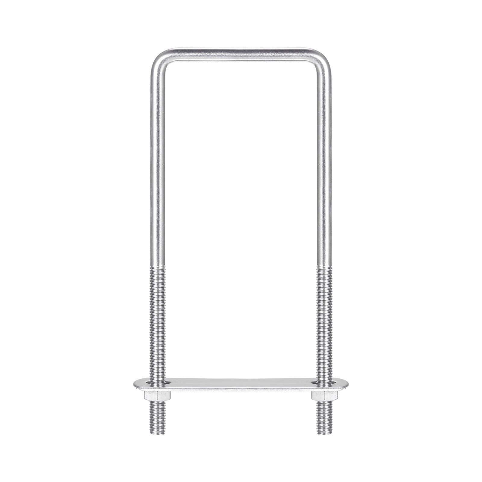 TA-VIGOR M8 Square U-Bolts, 72mm Inner Width 180mm Length 304 Stainless Steel U-Bolts with Nut, Plate for Attaching Piping Conduit Cable Tube Brackets Boat Trailer