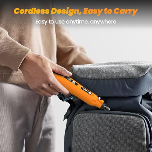 HARDELL Mini Cordless Rotary Tool, 5-Speed and USB Charging Rotary Tool Kit, Multi-Purpose 3.7V Power Rotary Tool with 61 Accessories for Sanding, Polishing, Drilling, Etching, Engraving, DIY Crafts