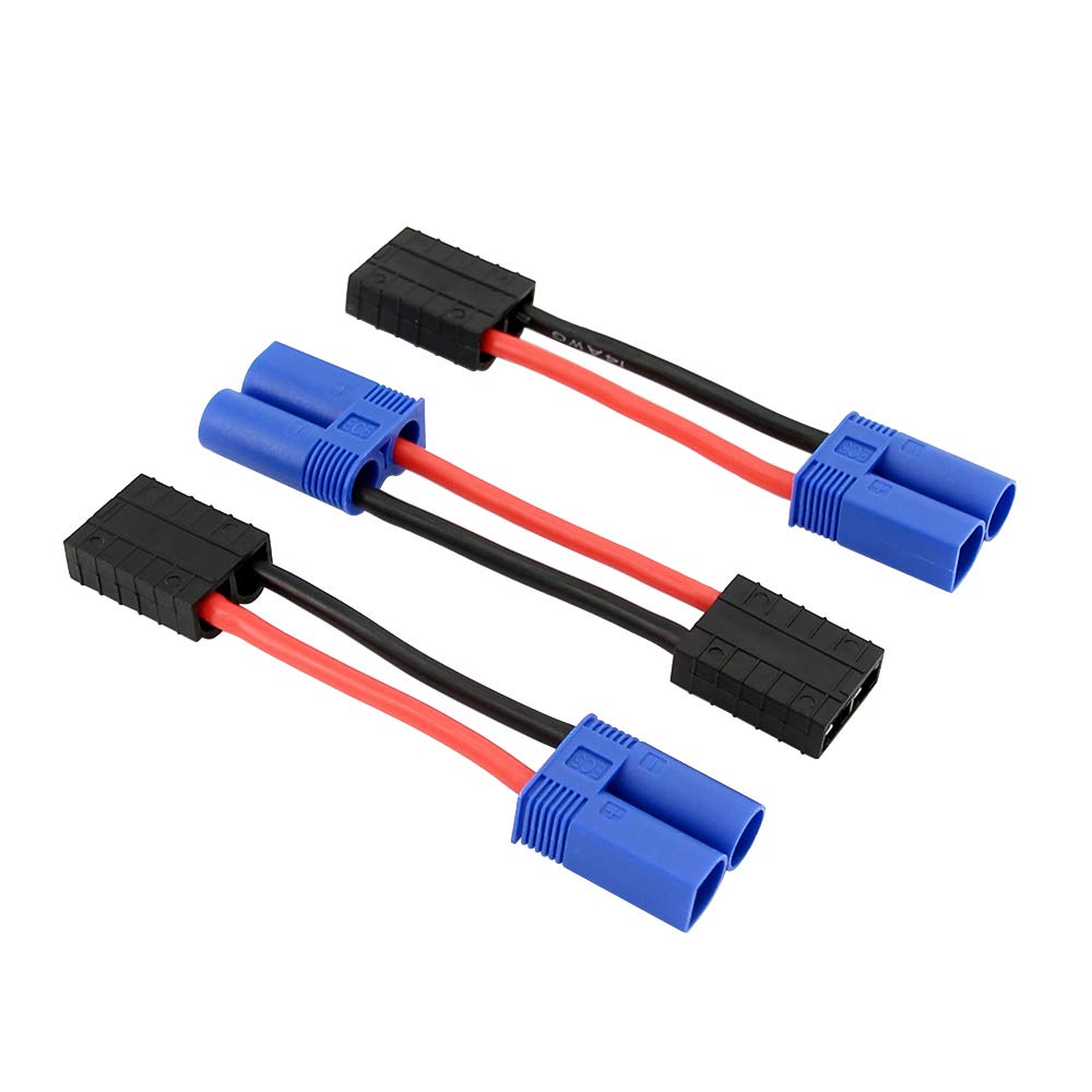 BDHI 3pcs Male EC5 Losi to Female Traxxas TRX 14awg 5cm Heavy Duty Connector Adapter Cable(BDHI-05)