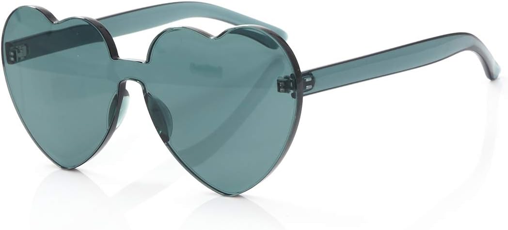 OLIN Heart Thick Oversized Rimless Sunglasses One Piece Eyewear Colored Sunglasses for Women