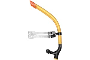 WUTRYE Swimmer's Snorkel for Lap Swimming, Adult Snorkeling Gear Swim Training, Center-Mount Silicone Mouthpiece One-Way Purge Valve in Pool and Open Water