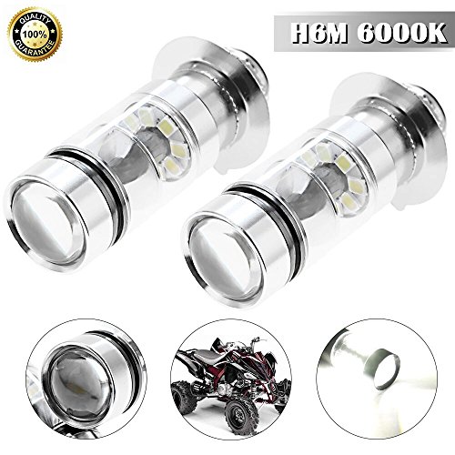H6M LED Headlight Bulbs 6000K White for Yamaha YFZ450R Rhino 700 Raptor YFM660 TRX