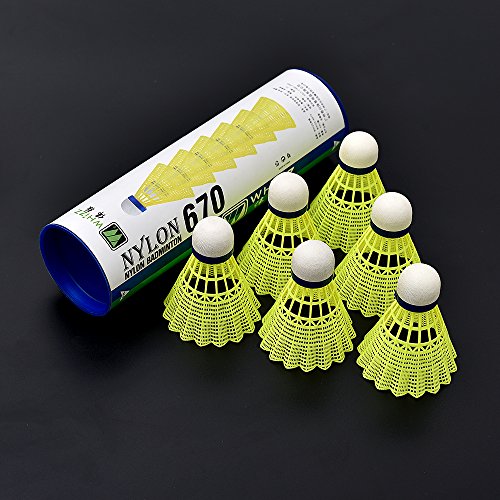 WHIZZ Badminton Shuttlecocks Nylon Shuttle, Tube of 6 (Yellow) - Thumbnail 6