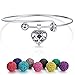 Heart Aromatherapy Essential Oil Diffuser Bracelet Expandable Wire Bangle with Lava Beads