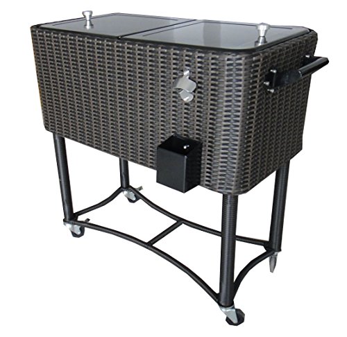 Permasteel ps-208-bb patio wicker cooler, 80 quart, bla…