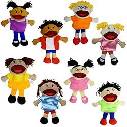 8 Hand Puppets for Kids, Multicultural Puppets with