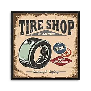 Framed Canvas Wall Art for Living Room, Bedroom Vintage Garage Canvas Prints for Home Decoration Ready to Hanging - 16x16 inches