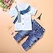 Efaster 1Set Kids Baby Boys Short Sleeve T-Shirt Tops+Scarf+Trousers Clothes Outfits (1-2T)