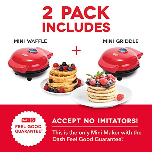 DASH Mini Maker Waffle Maker + Griddle, 2Pack Griddle + Waffle Iron