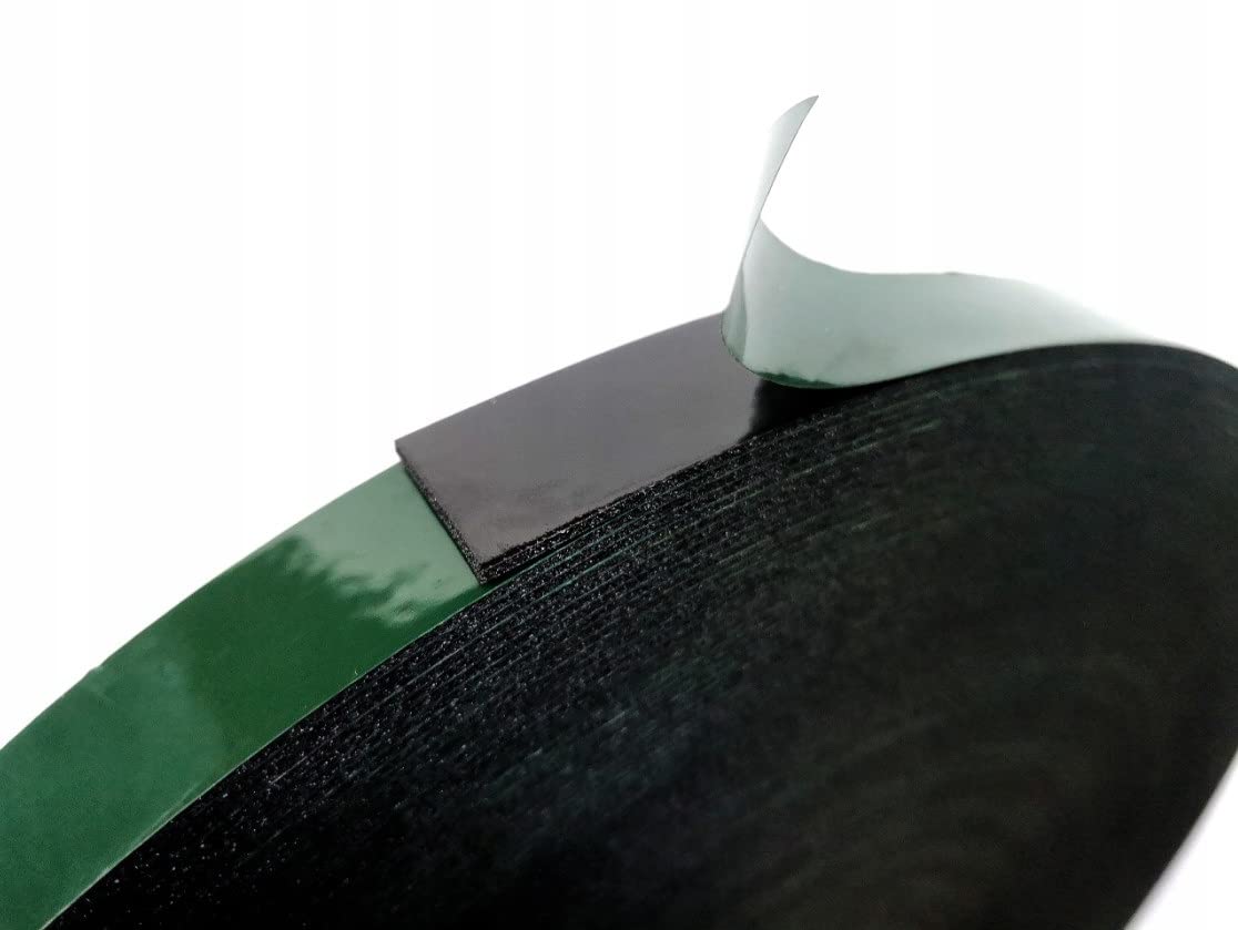 Wooden World - Double side Foam tape PE - Black foam - 1.5 mm Thick 25 mm width and 50 m long - Green spacer