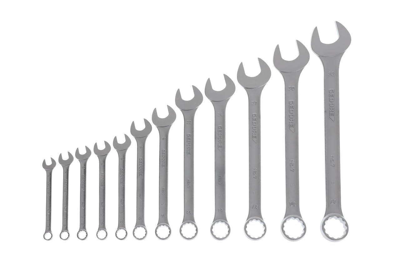 GEDORE 12-pc. Combination spanner set, AF 10-32 mm, 15° angled, Bi-hex, UD profile, Spanner set, 7-012