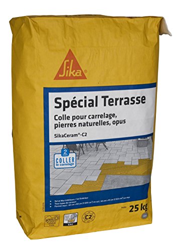 SIKA - Colle carrelage - Sika Ceram C2 Spécial Terrasse Gris - Intérieur-extérieur pour terrasse, dallage, pierre naturelle - Compatible avec de nombreux supports - 25kg