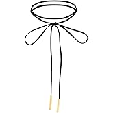 LXUEJIE Black Choker Necklace for Women, Gothic Bow Choker Necklace, Long Wrap Rope Collar Tie Neck Chain Bow-knot Velvet Choker for Party Prom Gifts