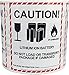 Caution Lithium Ion Battery Transport Warning Labels 4 x 4 3/4 Inch 500 Adhesive Stickers