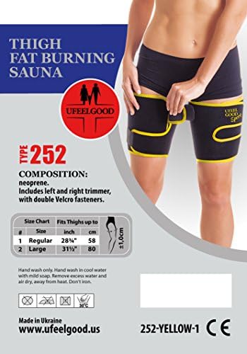 UFEELGOOD Neoprene Thigh Trimmers - Fat Burning Sauna - Regular Black/Yellow