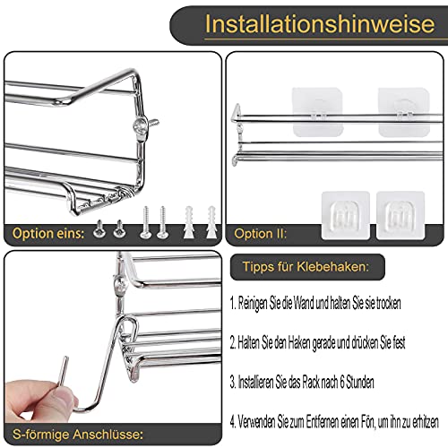 Especiero de cocina autoadhesivo – Estanterías metálicas para especias con 2 estantes – Práctico organizador de especias