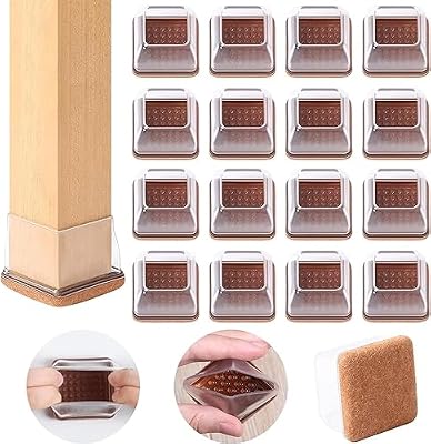 Protetores de chão para pernas de cadeira 28-37mm, 16 pequenas tampas de silicone para pernas de cadeira com feltro, capas protetoras para pernas de silicone, protetores para pernas de cadeira
