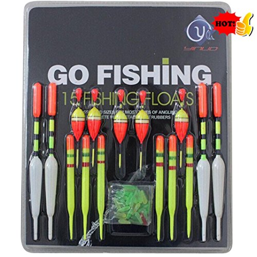 Boofab 15pcs Assorted Sizes Lot Fishing Lure Floats Bobbers Slip Drift Tube Indicator Accessories,fishing tackle,fishing lures,bait net by Randall Elliott