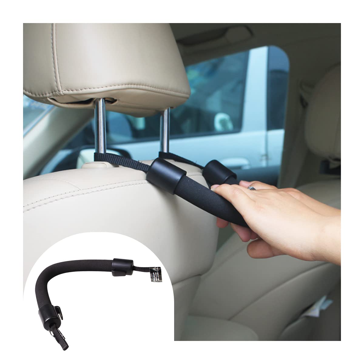 CGEAMDY Car Headrest Grab Handles, Black Car Grab Handle, Vehicle Assist Safety Grip Handle, Vehicle Support Handle, Portable Automotive Interior Accessories for Elderly Kids