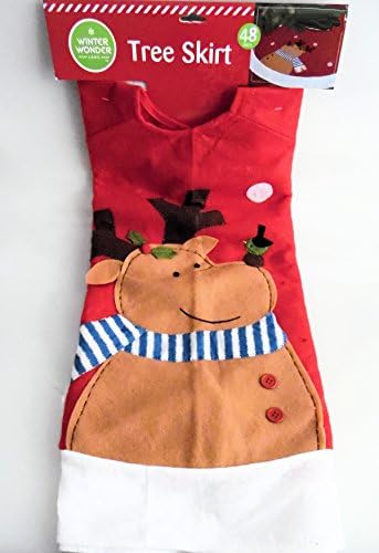 48" Felt Reindeer Christmas Tree Skirt Red