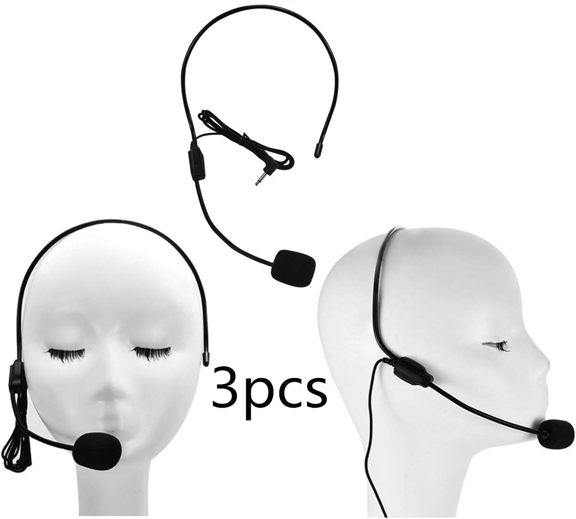 LEEUEE Headset Microphone 3Pcs Computer Headset Speaker Microphones Compatible with Audio Technical Laptop for Voice Amplifier Teachers Speakers Coaches Presentations Recording Teaching Mini Portable