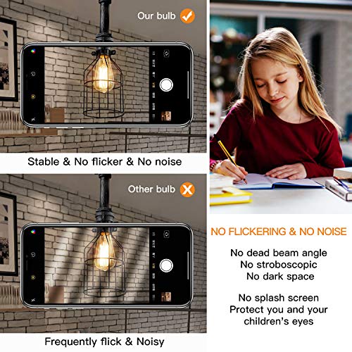 Vintage LED Edison Bulb Dimmable, 6W, 60W Equivalent, High Brightness 800 Lumens, Warm White 2700K, Filament Light Bulb, ST64 Antique LED Bulbs, CRI 90+, E26 Base, Clear Glass, Pack of 10 - Thumbnail 5