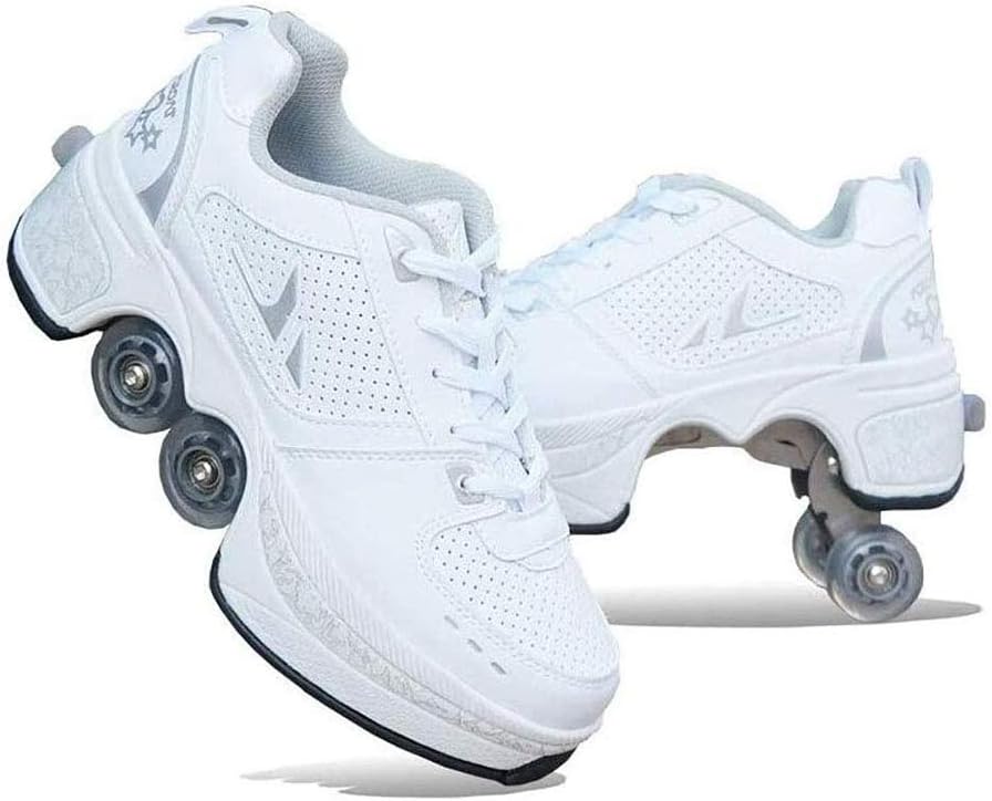 Automatic Dual Purpose Skates 2 in 1 Deformation Double Row Roller Skates Roller Skates Adults Kids Four Wheeled Roller Shoes Female