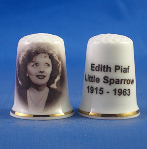 Porcelain China Collectable Thimble - Edith Piaf , Little Sparrow -- Free Gift Box