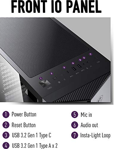 MSI  MPG GUNGNIR 110R - Premium Mid-Tower PC Gaming Case  Tempered Glass Side Panel  RGB 120mm Fan  Liquid Cooling Support up to 360mm Radiator x 1  Cable Management System