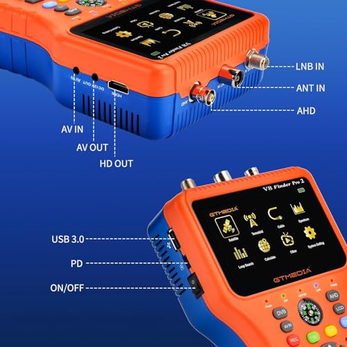 GTMEDIA V8 Finder Pro Digital Terrestrial and Sat Field Meter DVB-S2X / S2 / T2 / C, T2 and Sat Signal Meter MPEG-2/4 H.264 / H.265 Satellite Locator