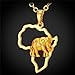 U7 Africa Map Pendant With Elephant Design 18KGP Stamp Gold Plated Chain African Style Ethiopian Jewelry Pendant Necklace