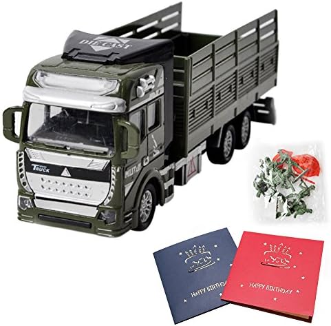 Military Engineering Van Toys 1:48 Alloy Carrier Vehicle Car Model Pull Back Car Toy for Gift Collection With Personalized Birthday Gift Card
