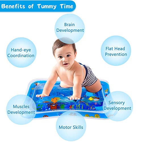  Water Play Mat, FYLINA Tummy Time Water Mat Inflatable Baby Play Mat for Infants, Leakproof BPA Free Sensory Toy Fun Activity Play Center for Baby's Stimulation Growth (26"x20")  - Thumbnail 2