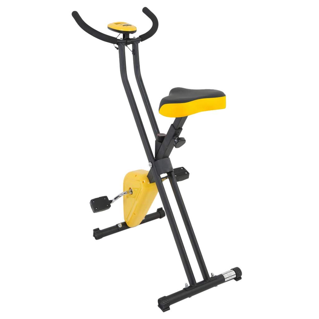 black and yellow stationary bike