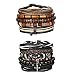 Udalyn 9Pcs Leather Bracelet Set Wooden Beads Bracelets Adjustable Bangle Wristband for Men Women