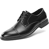 Cusolemore Mens Classic Dress Oxfords, Wingtip Prince Modern Formal Lace Up Shoes, Round Toe, TPR Outsole