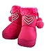 vivace Little Girl's Heart Deco Flat Pom Pom Ankle Boot