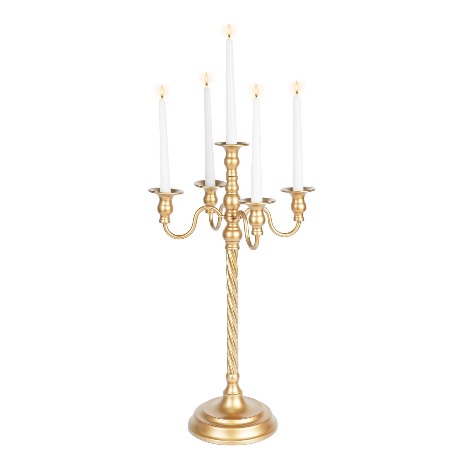 Wedding Candelabra Tall Floor Candelabras - Gold 5 Arm Candelabra Inweder 57cm Metal Spiral Candlestick Holders Antique Candle Holders for Christmas Table Centrepieces Events Ceremony Aisle Reception
