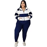 Tycorwd Women's Plus Size Two Piece Outfits Sweatsuits Sets Long Sleeve Loungewear Tracksuit Sets