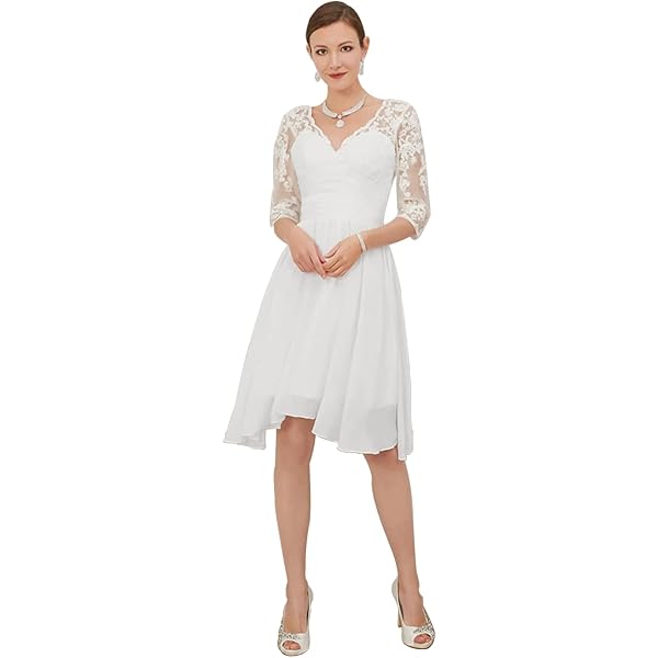 Amazon.com: grxkiming Modest Short Wedding Bride Dresses Gowns for Women  Girls V Neck Poiet Sleeves Sheath Beach Boho Country Designer Glitter  Sequins Ruched Corset Back White 0 : Clothing, Shoes & Jewelry