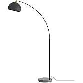 GETINLIGHT Inlight 66" Modern Black Metal Arc Floor Lamp with Inner Gold Metal Shade and Black Marble Base, Bulb Not Included