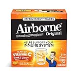 Airborne Vitamin C 1000 mg Immune Support Supplement, Effervescent Formula, Orange, 30 Count
