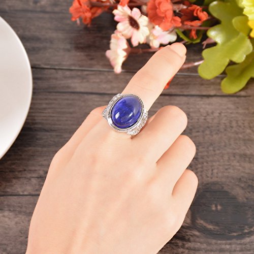 MJartoria Oval Antique Silver Color Pattern Engraved Retro Style Color Changing Mood Emotion Feeling Ring - Thumbnail 3