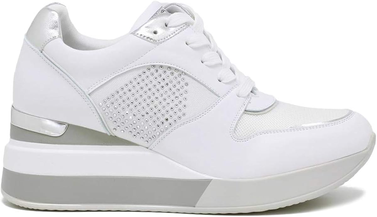 QUEEN HELENA Women's Sneakers White Gold Summer Sneakers Platform