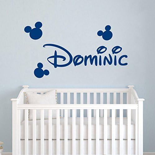 Wall Decals Custom Name Baby Personalized Name Nursery Kids Boys Girls Disney Head Mice Ears Mickey Mouse Wall Vinyl Decal Stickers Bedroom Murals