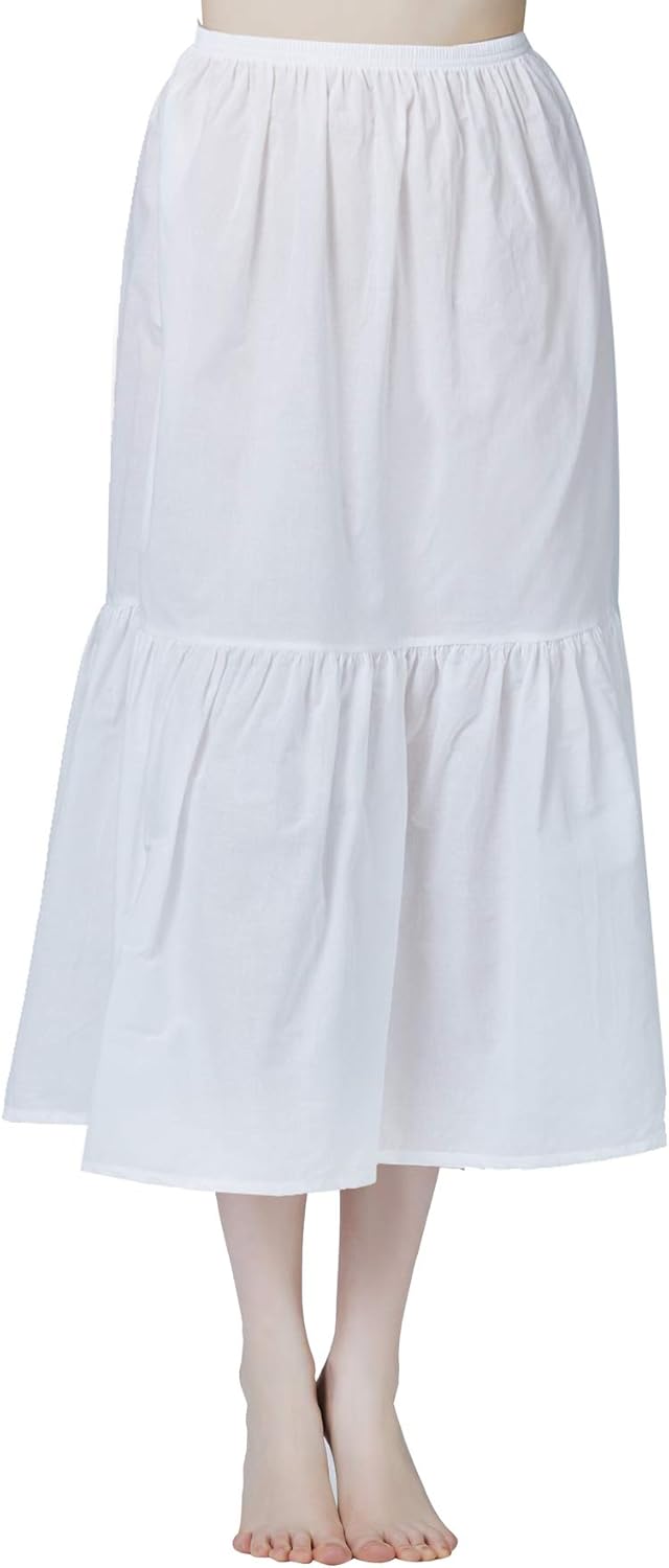BEAUTELICATE Women's Underskirt 100 Cotton with Ruffle Edge Petticoat