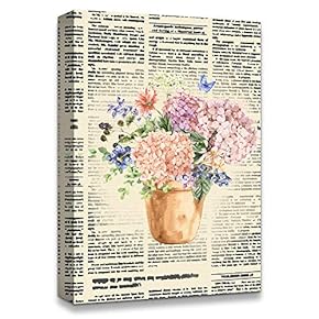 Canvas Wall Art Flower On The Newspaper Canvas Prints Home Artwork Decoration for Living Room,Bedroom - 12x18 inches