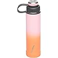EcoVessel Stainless Steel Water Bottle with Insulated Dual Lid, Insulated Water Bottle with Strainer and Silicone Bottle Bumper, Coffee Mug – 24oz (Coral Sand)
